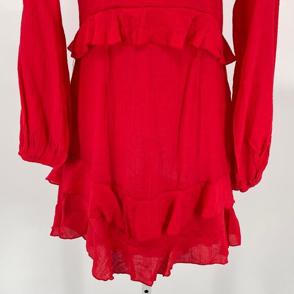 Cupshe Long Sleeve Mini Dress Red Medium NEW - Picture 4 of 12